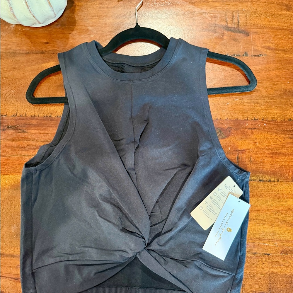 Spiritual Gangster Black Twist-Front Tank Top